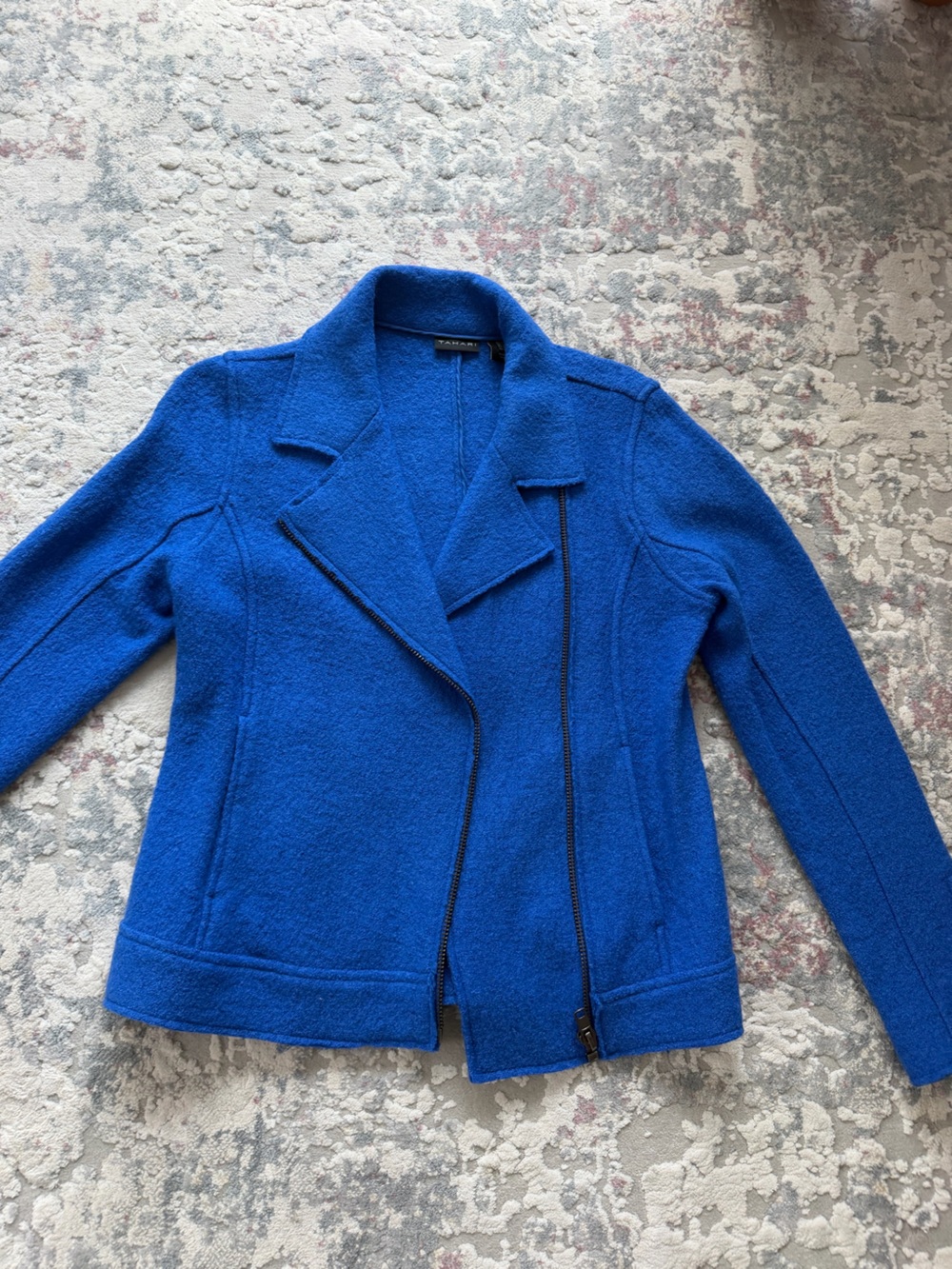 Tahari Men's Cobalt Blue Zip Front Knit Jacket